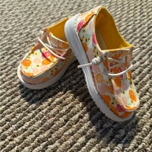 Hey Dude Kids Floral Moccasins in Orange and Pink